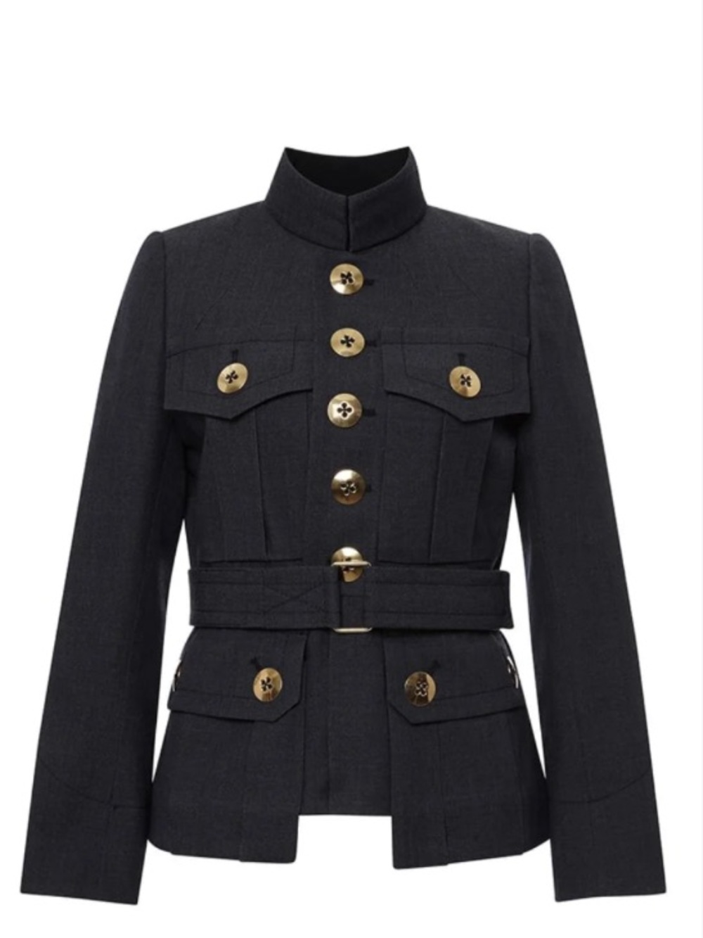 Marc Jacobs Womens Black Military-Style Belted Jacket